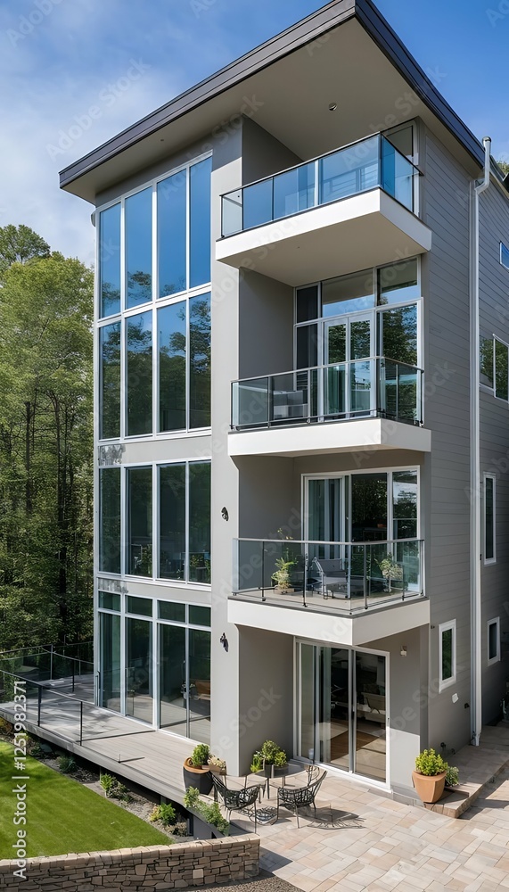 house ample natural lighting photo contemporary balconies multiple modern house contemporary window balcony architecture design home residential urban exterior interior minimalist roomy open airy