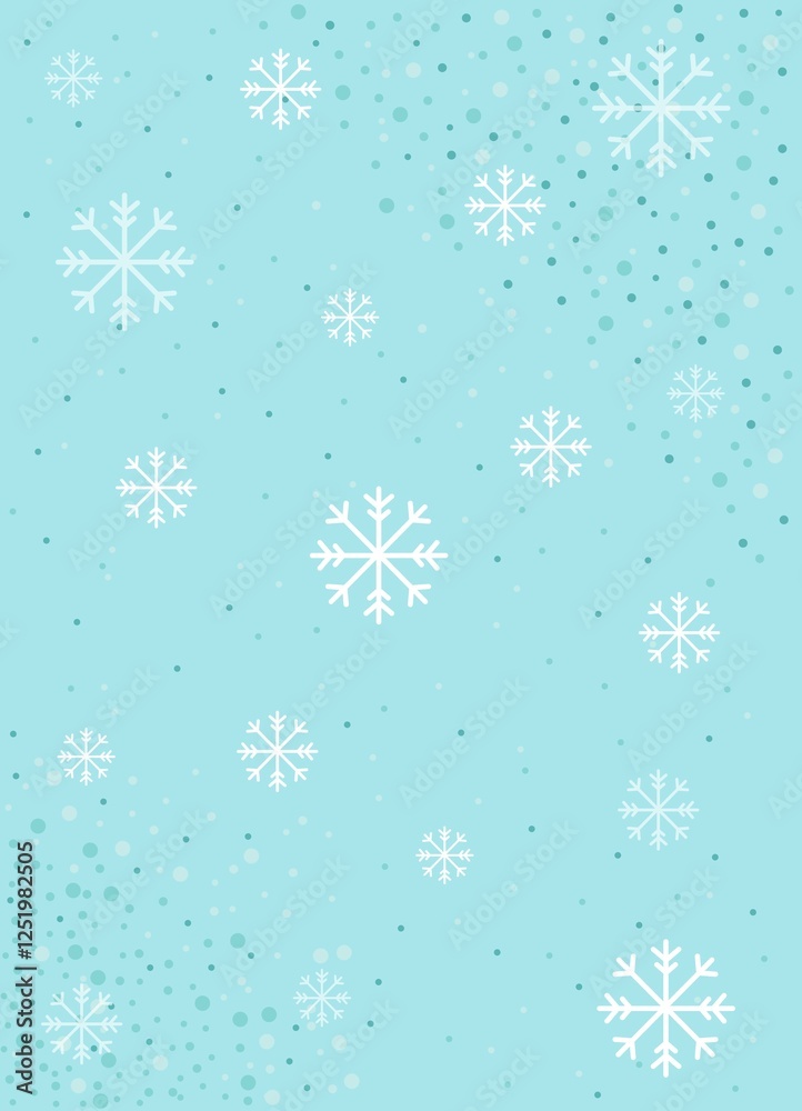Fototapeta premium Snowflake Square Frame. Winter Holiday Background. Christmas Greeting Card Template. Free Space for Your Text. Vector Illustration on Light Blue Background