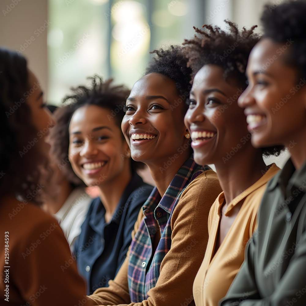 Obraz premium a group of women sitting next to each other smiling