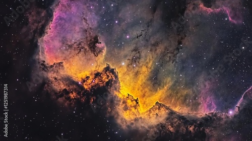 celestia radiant nebula clouds, sparkling stars, and cosmic waves, symbolize the beauty of the universe photo