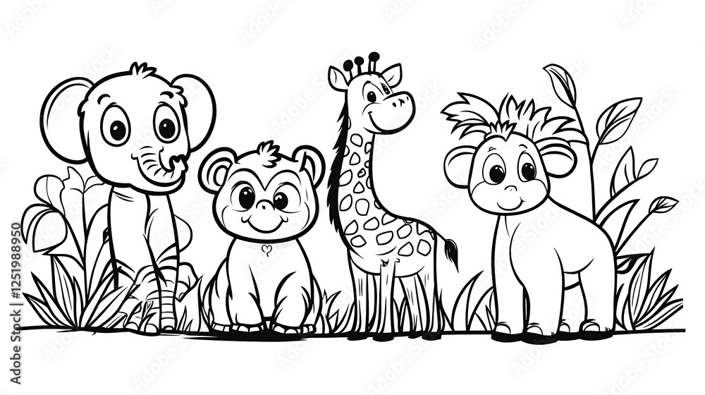Obraz premium fun jungle animal illustration series pictures