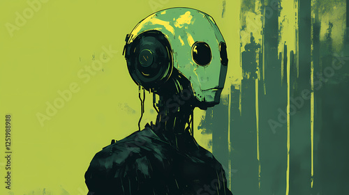 Cyberpunk: a sentient android's solitude. Sentient Landscapes. Illustration