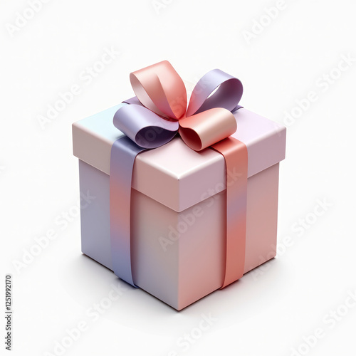 Abstract Gradient-Wrapped Present with Soft Color Fades Isolated on a White Background