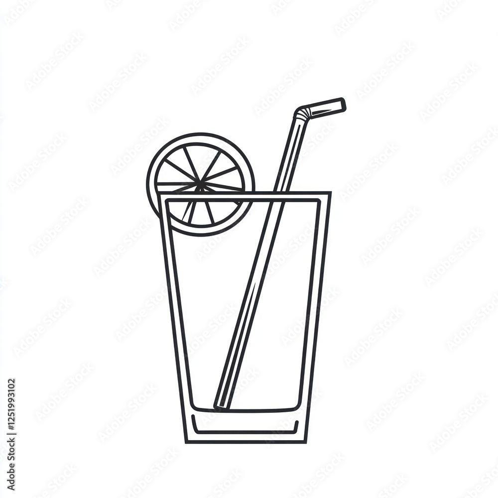 Simple Line Art Drink with Lime Simple Line Art Drink with Lime