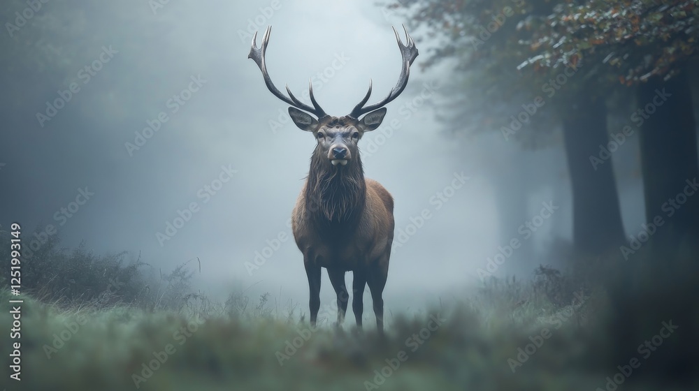 Majestic Deer in a Misty Forest - Breathtaking Nature Scene Majestic Deer in a Misty Forest - Breathtaking Nature Scene