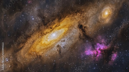 breathtaking view of a colorful galaxy with glowing stars, swirling nebulae, and cosmic waves, capturing the wonders of deep space