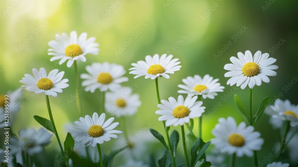 Obraz premium Delicate Dance of Daisies: Breathtaking Display of White Blooms in a Verdant Setting