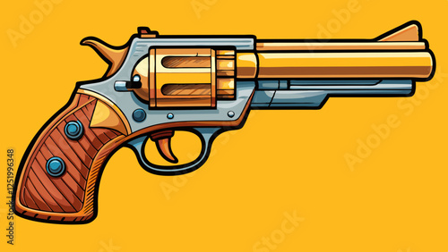 357 Magnum Revolver isolated vector graphic as print template