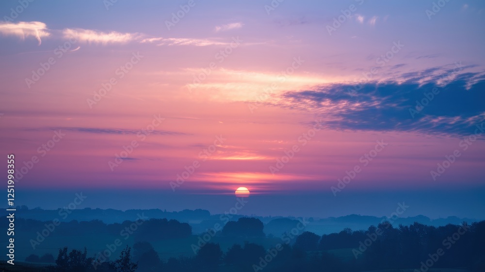 A breathtaking sunset painting the sky in hues of purple and orange over a misty landscape, creating a tranquil and serene atmosphere. A breathtaking sunset painting the sky in hues of purple and orange over a misty landscape, creating a tranquil and serene atmosphere.