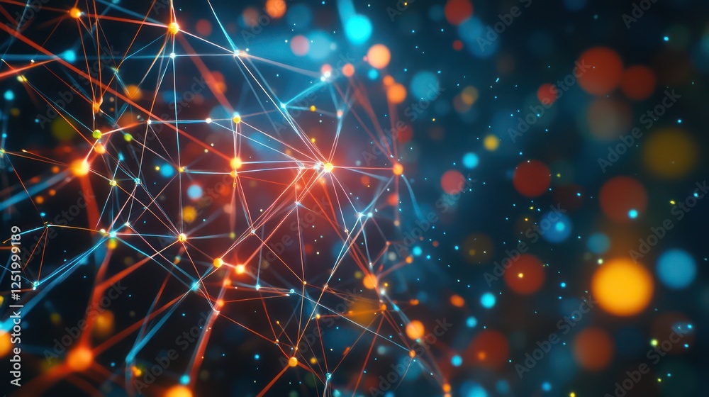 Fototapeta premium Abstract Network Connection: Digital Nodes and Lines