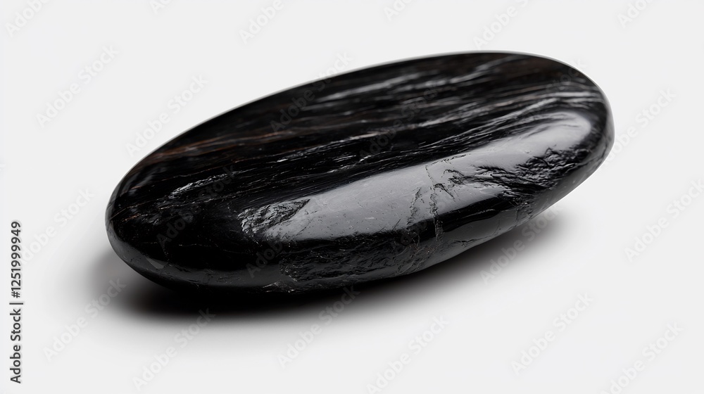 Black Oval Stone Coaster On White Background Black Oval Stone Coaster On White Background