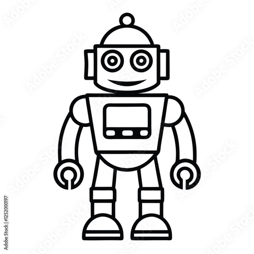 Cartoon Robot Icon Outline Design Vector Illustration