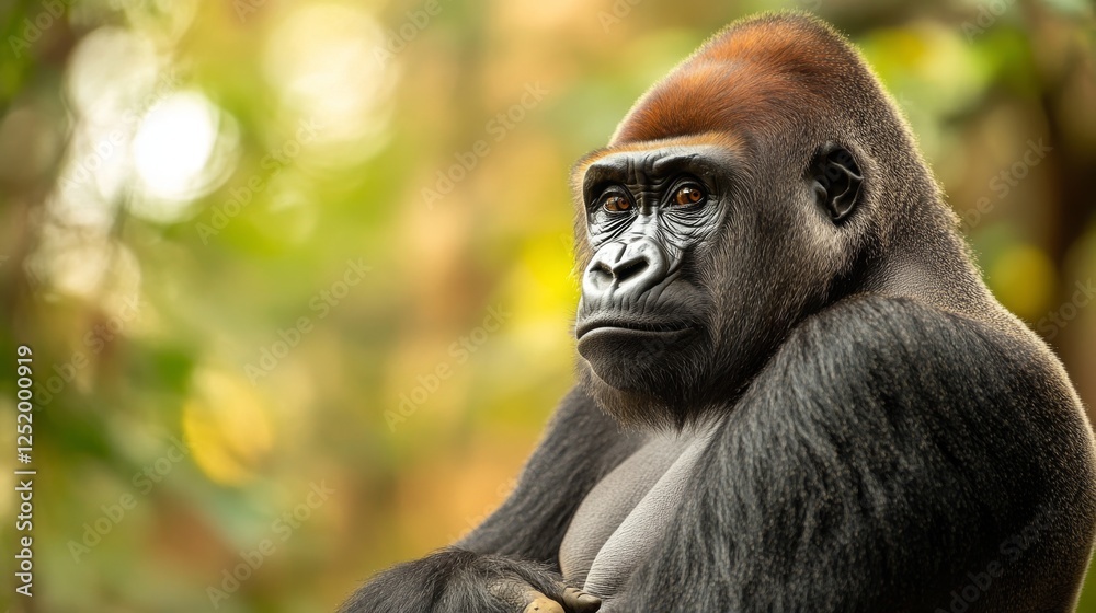 Majestic Gorilla in its Natural Habitat: Powerful Portrait of the Wild Majestic Gorilla in its Natural Habitat: Powerful Portrait of the Wild