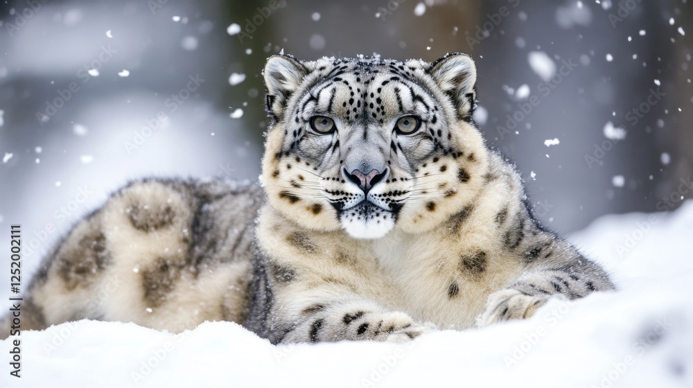 Majestic Snow Leopard in a Winter Wonderland. A breathtaking image of a snow leopard basking in the beauty of a snowy landscape, showcasing the wild beauty of the arctic Majestic Snow Leopard in a Winter Wonderland. A breathtaking image of a snow leopard basking in the beauty of a snowy landscape, showcasing the wild beauty of the arctic