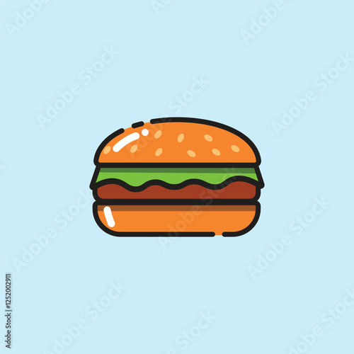 Delicious Burger Icon Vector Illustration