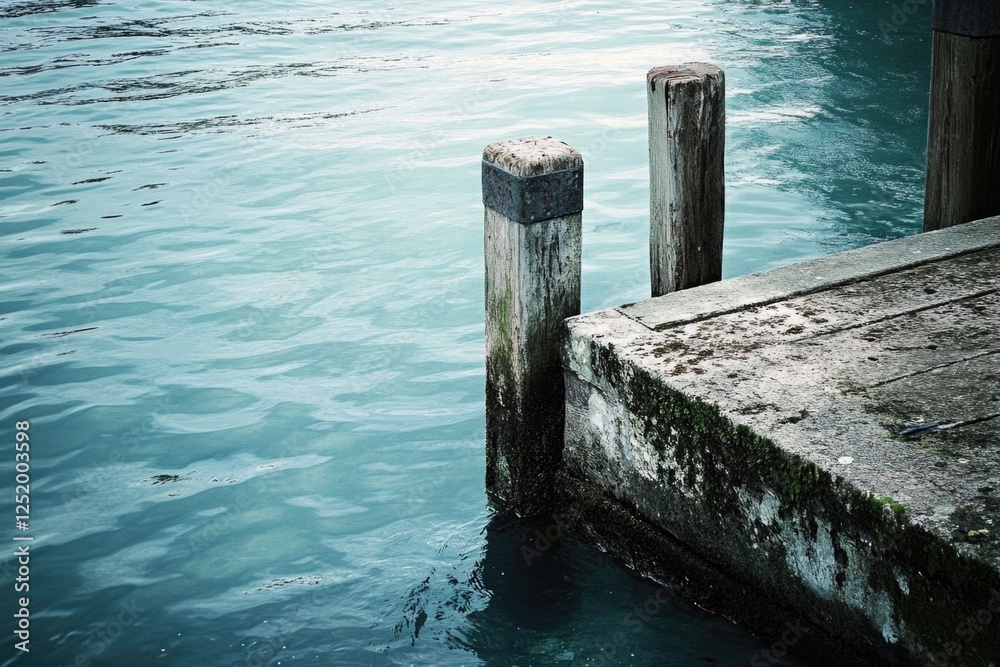 This serene image features a rustic dock extending over calm water, set against a subtle background, evoking tranquility and the beauty of quiet moments in nature as dusk approaches. This serene image features a rustic dock extending over calm water, set against a subtle background, evoking tranquility and the beauty of quiet moments in nature as dusk approaches.