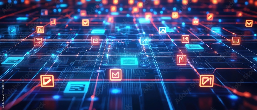 Fototapeta premium Digital Network: A Futuristic Visualization of Global Data Flow and Interconnectivity