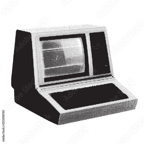 Computer 1980s and 1990s vintage halftone grunge vector design element