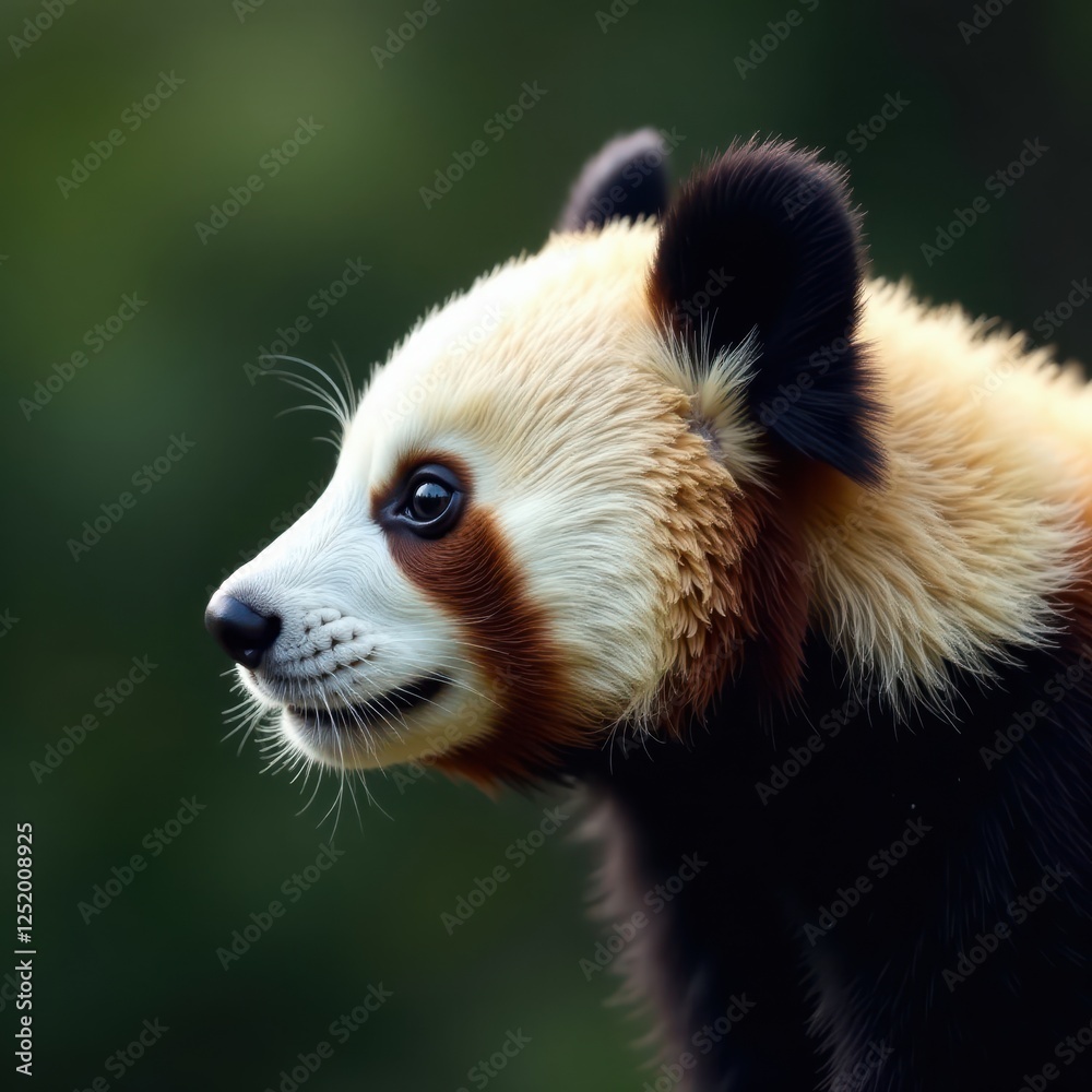 Obraz premium Side profile of a panda's fluffy cheek and ear, innocence, cute, serene
