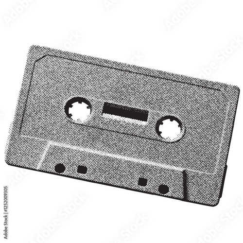 Cassette tape 1980s and 1990s vintage halftone grunge vector design element