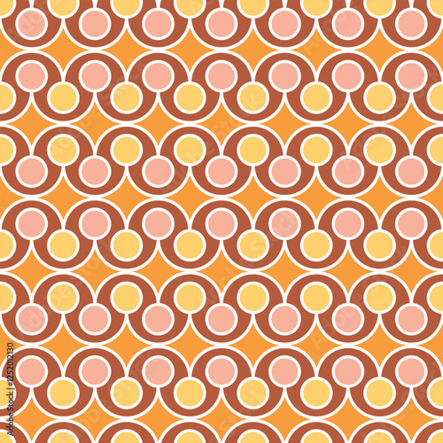 Retro seamless pattern background with circles and semicircles. Simple geometric vector illustration.