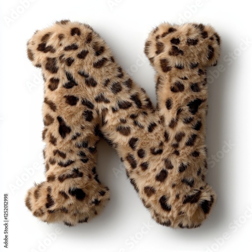 Wallpaper Mural Leopard fur letter N displayed on a clean, white background with a vibrant and playful design showcasing animal textures Torontodigital.ca