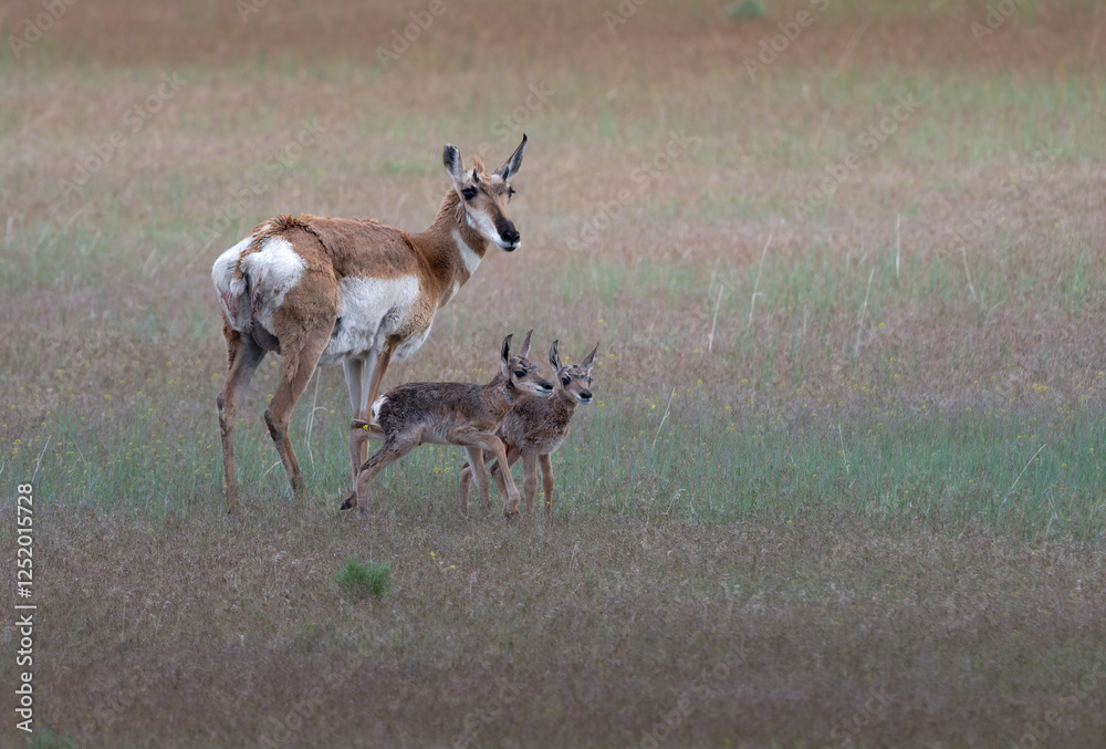Pronghorn antelope with fawns Pronghorn antelope with fawns