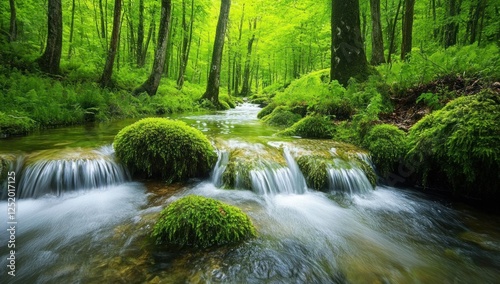 Serene Forest Stream: A Tranquil Escape in Nature's Embrace