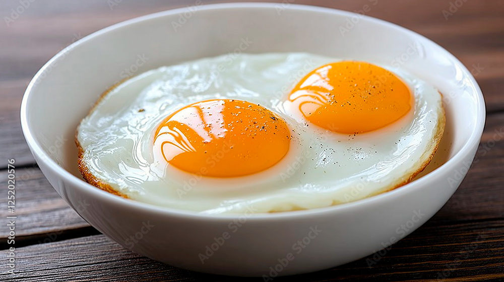 Golden double-yolk eggs freshly cooked and served on plate. simple yet delicious breakfast option that enhances any morning with its appetizing and nutritious appeal. Golden double-yolk eggs freshly cooked and served on plate. simple yet delicious breakfast option that enhances any morning with its appetizing and nutritious appeal.