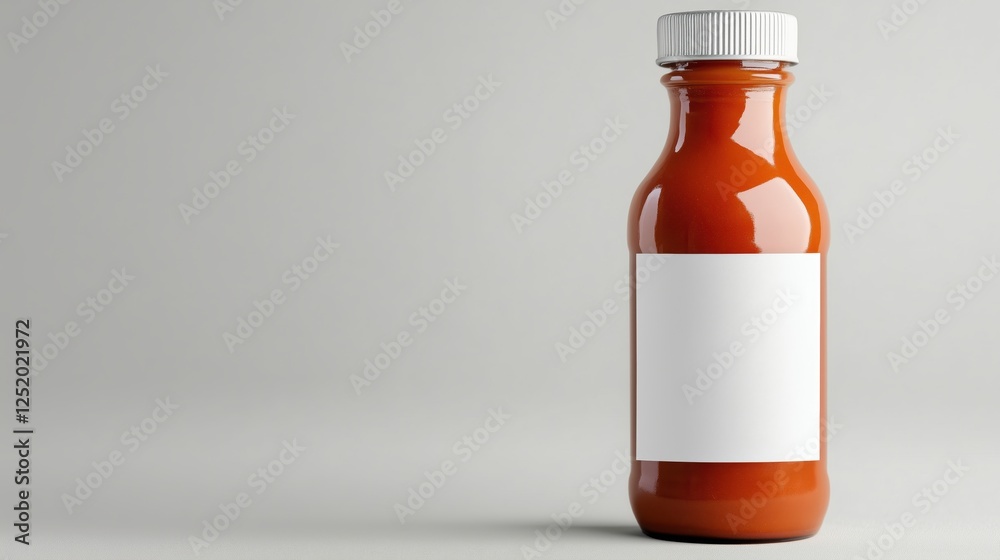 A sleek hot sauce bottle with a bold label and cap stands isolated on a light gray background, emphasizing its fiery essence.