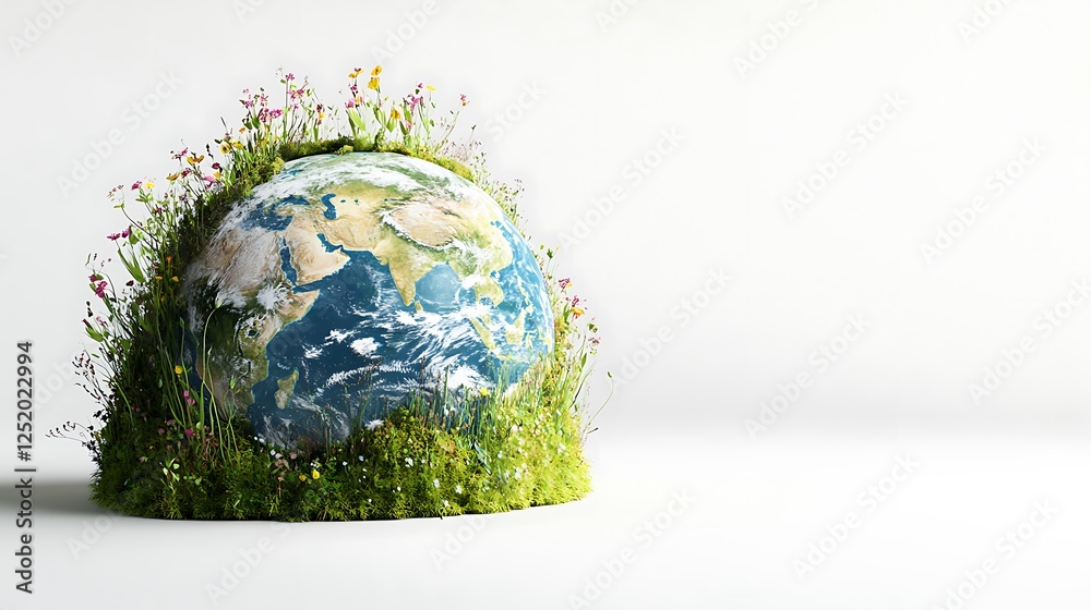 Fototapeta premium Green planet with colorful flora wallpapers