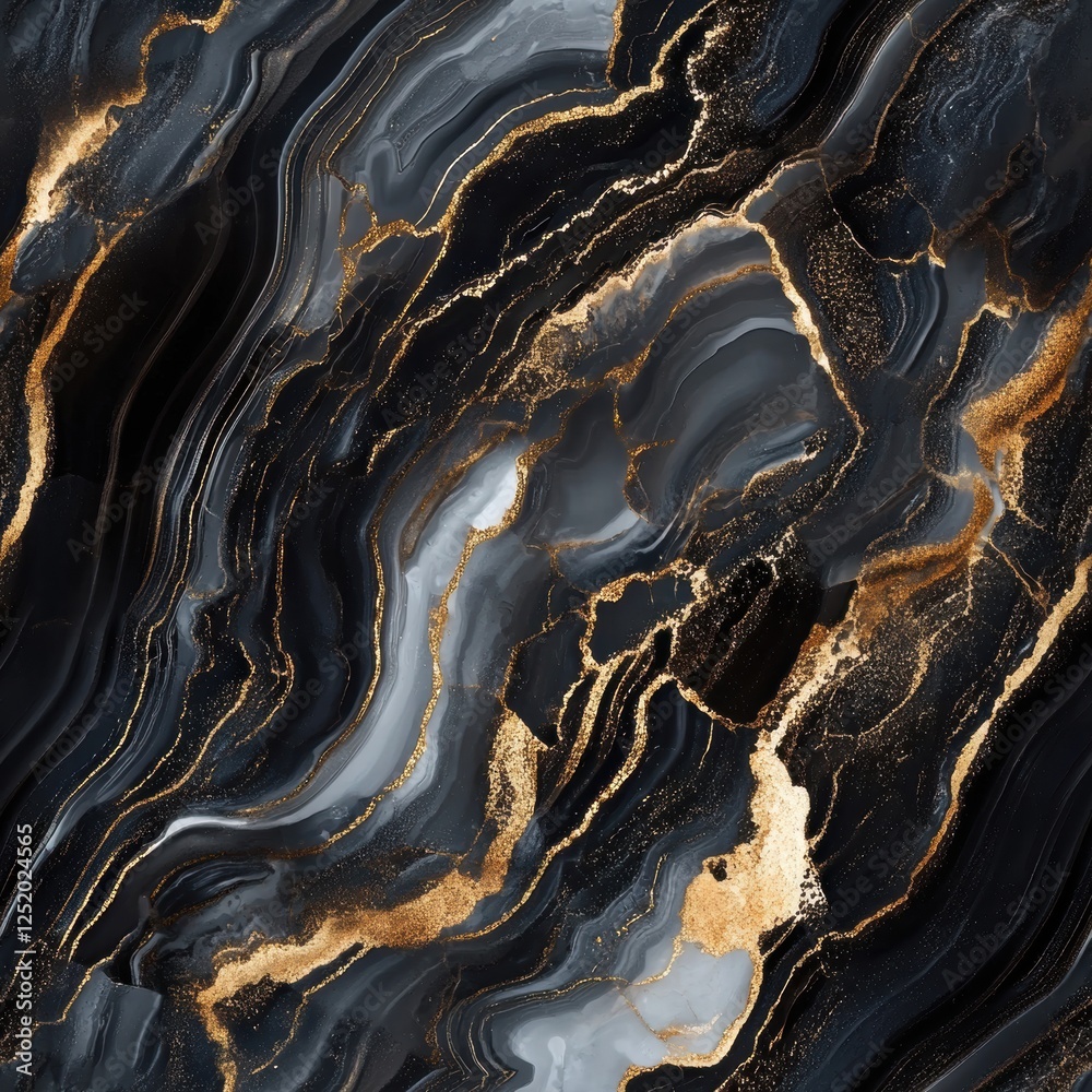 Obraz premium Elegant black and gold marble design showcasing luxurious swirling patterns