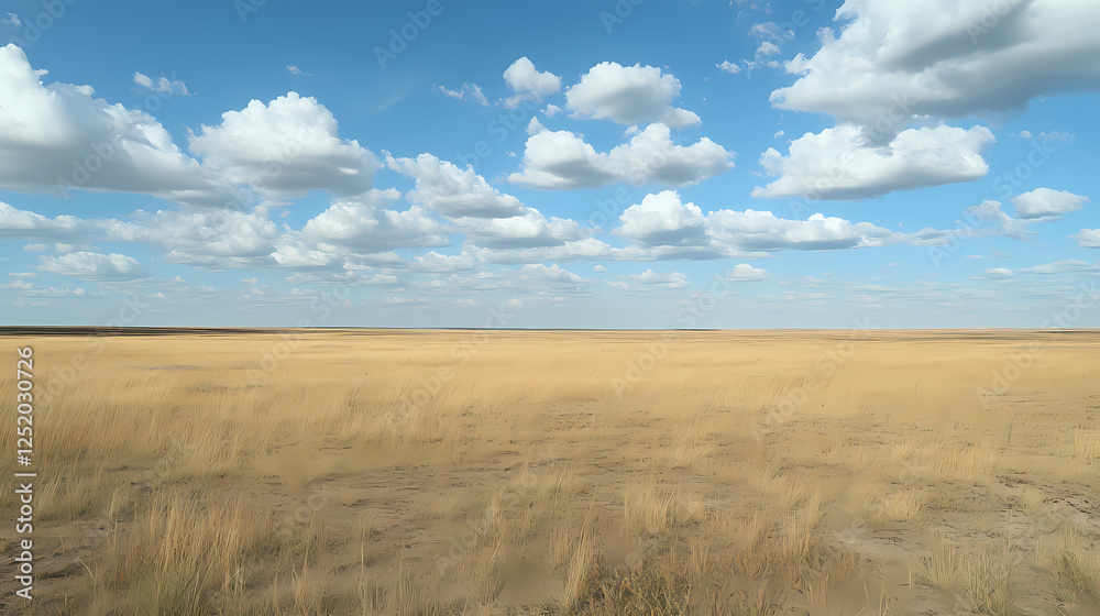 Wide-open steppes in the southernmost region of asia, desolation, plains, open spaces. Windswept Desolation. Illustration Wide-open steppes in the southernmost region of asia, desolation, plains, open spaces. Windswept Desolation. Illustration