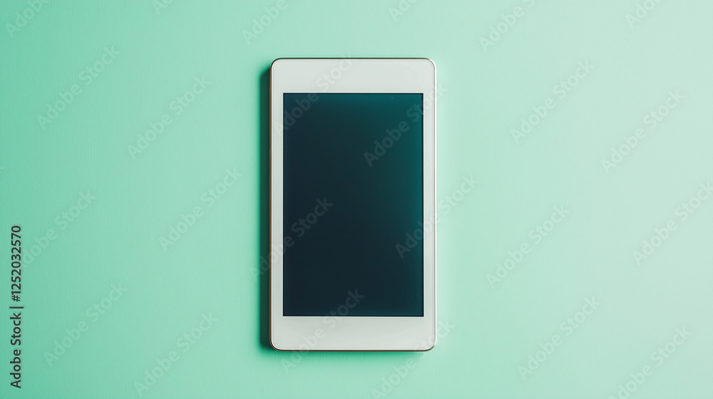 touch screen blank tablet screen isolated on mint green background touch screen blank tablet screen isolated on mint green background