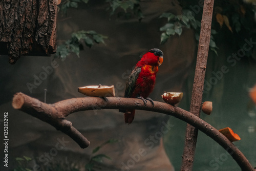 Red bird on the tree photo