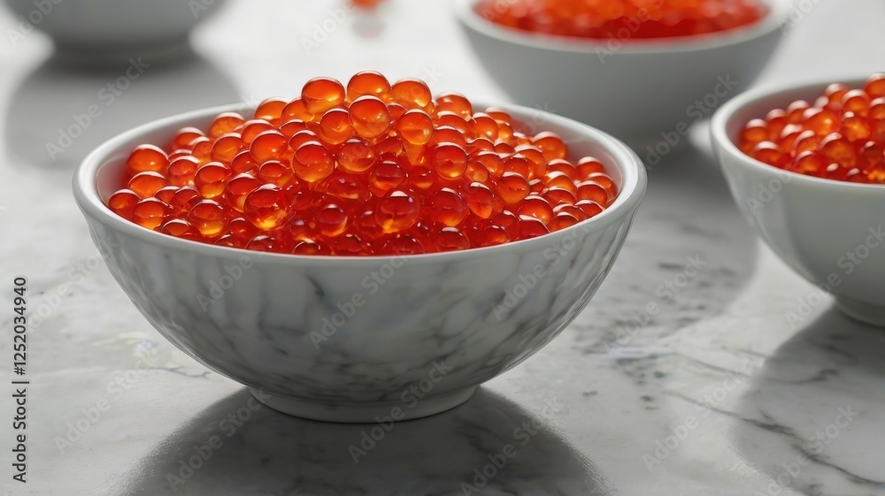 Luxurious Red Salmon Caviar: A Glossy, Textural Masterpiece in Ultra-Realistic Detail Luxurious Red Salmon Caviar: A Glossy, Textural Masterpiece in Ultra-Realistic Detail