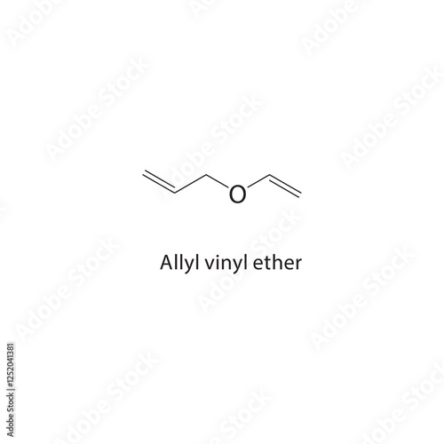 Allyl vinyl ether skeletal structure.Ether compound schematic illustration. Simple diagram, chemical structure.