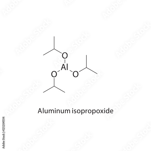 Aluminum isopropoxide skeletal structure.Aluminum alkoxide compound schematic illustration. Simple diagram, chemical structure.