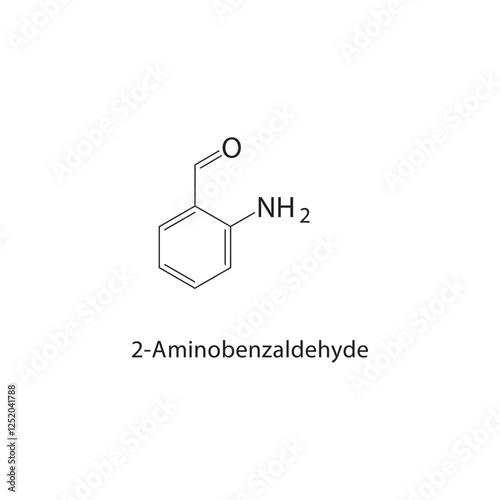 2-Aminobenzaldehyde skeletal structure.Aldehyde compound schematic illustration. Simple diagram, chemical structure.