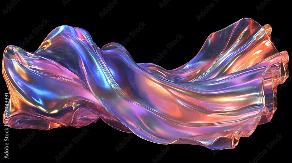 Obraz premium Holographic fluid shape displaying vivid color waves images