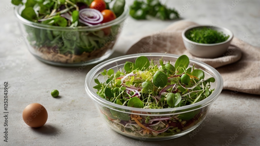 Fresh Mini Salad with Micro Herbs and Green Pea Sprouts: A Wholesome, Sustainable Delight Fresh Mini Salad with Micro Herbs and Green Pea Sprouts: A Wholesome, Sustainable Delight