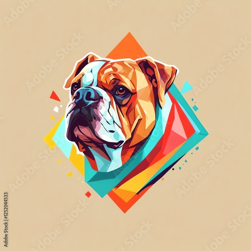 Geometric Bulldog Portrait: A Vibrant Canine Masterpiece photo