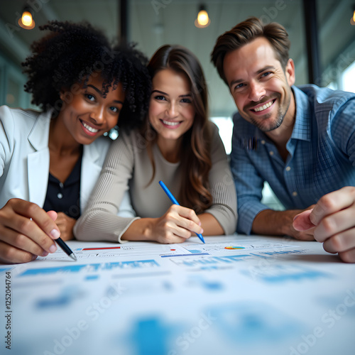 a group of people sitting at a table with a pen and paper