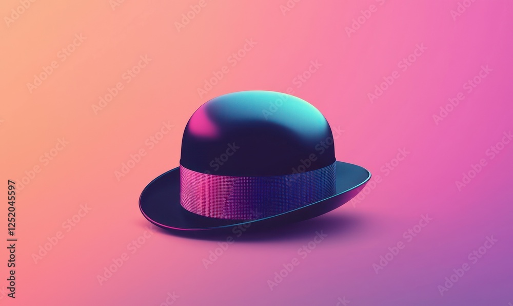Geometric bowler hat design on a minimalist gradient background