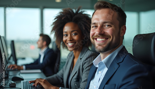 a man and a woman sitting in front of a computer