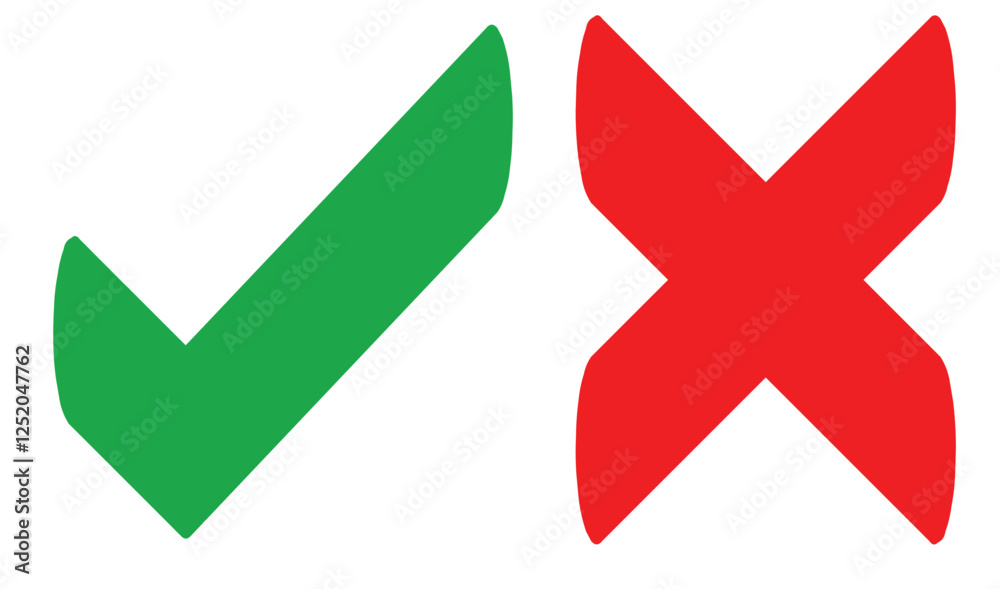 Obraz premium Right or wrong icons. Green tick and red cross checkmarks. Yes or no symbol, approved or rejected. tick mark icon button set. 