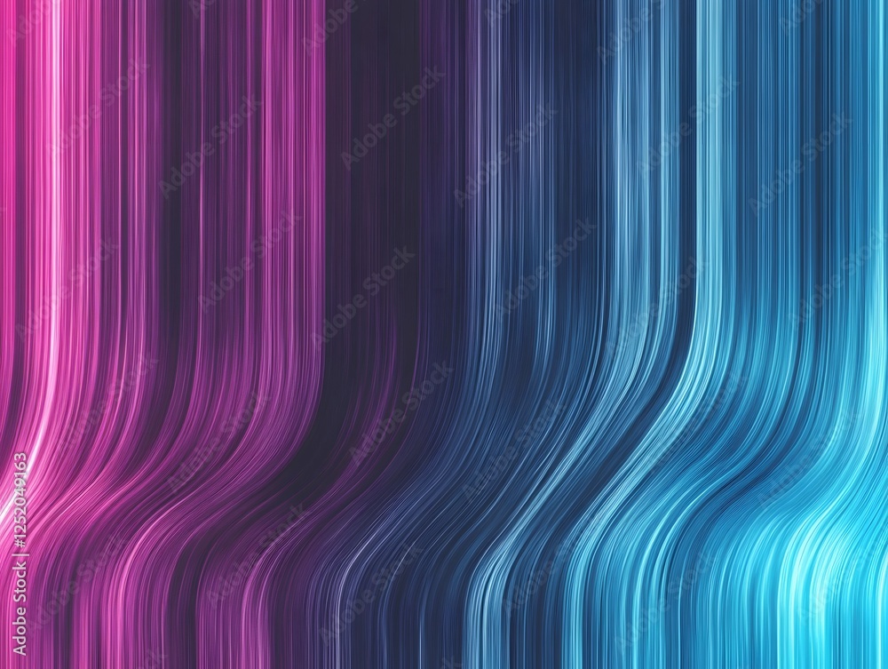 Fototapeta premium Abstract Neon Lines: Dynamic, vibrant vertical lines in shades of pink, purple, and teal create a captivating abstract background with a subtle wave effect.