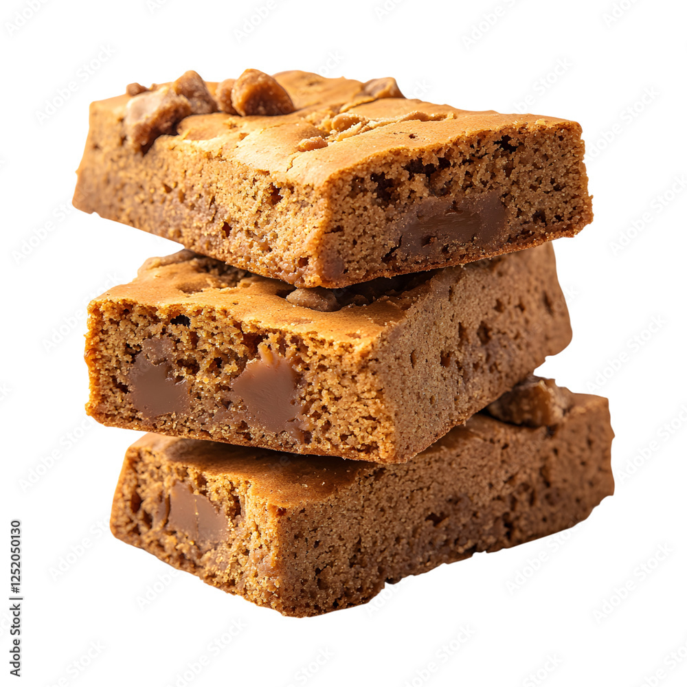 Stack of Three Brownies - Biscotti Caramel Bites Isolated on Transparent Background Stack of Three Brownies - Biscotti Caramel Bites Isolated on Transparent Background