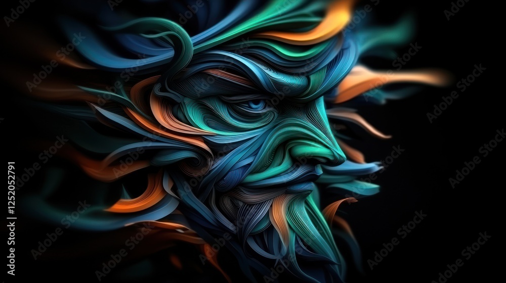 Abstract nature man portrait, dark background, digital art, fantasy concept Abstract nature man portrait, dark background, digital art, fantasy concept