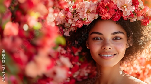 woman in the garden with a crown of flowers